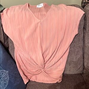 Elegant Pleated Peach Colored Top by Andrea Jovine size Small